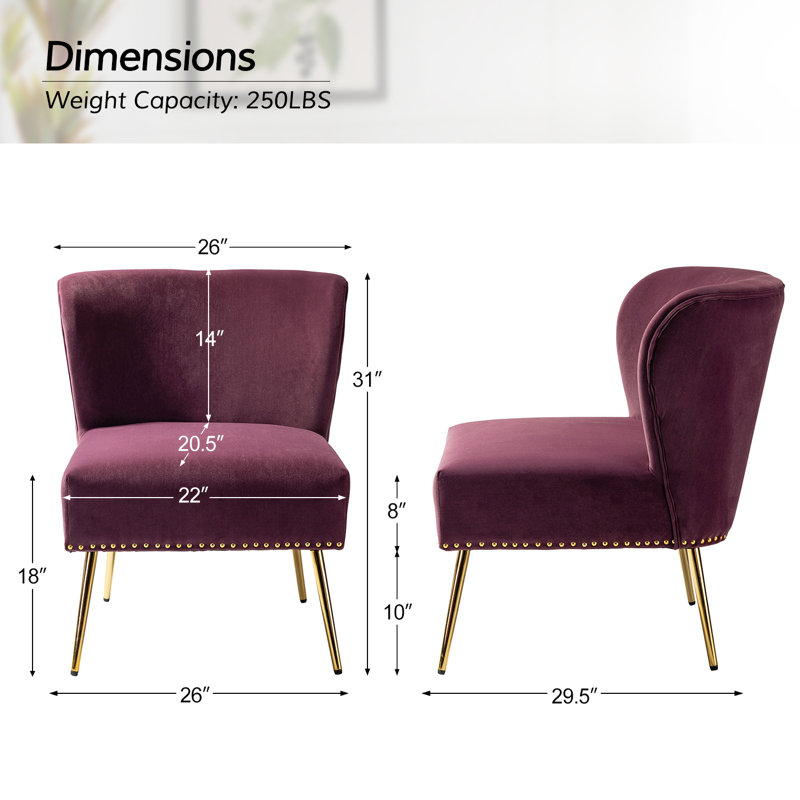 Clive Velvet Side Chair, Purple Velvet