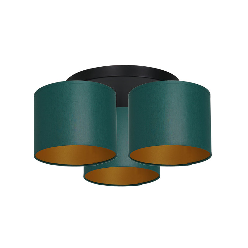 Ajoloko Semi Flush Mount, Black, Green/Gold