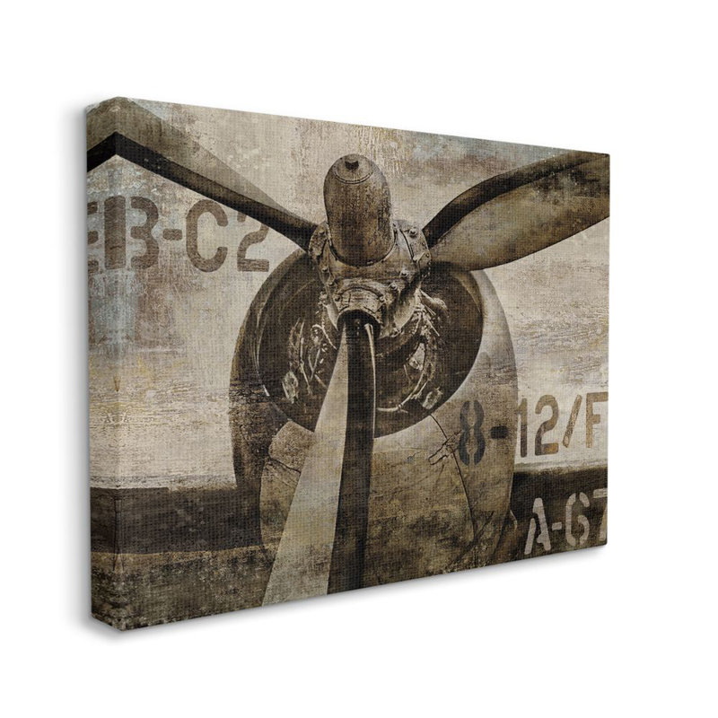 «Air plane Rotor Vintage Wood Texture» par Dylan Matthews - impression d'art graphique, Toile tendue, H 24 po x l 30 po