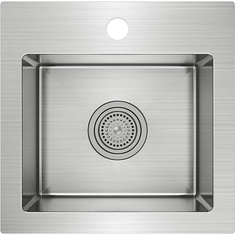 Évier de bar encastré en acier inoxydable avec ensemble de drain L 15 po x l 15 po