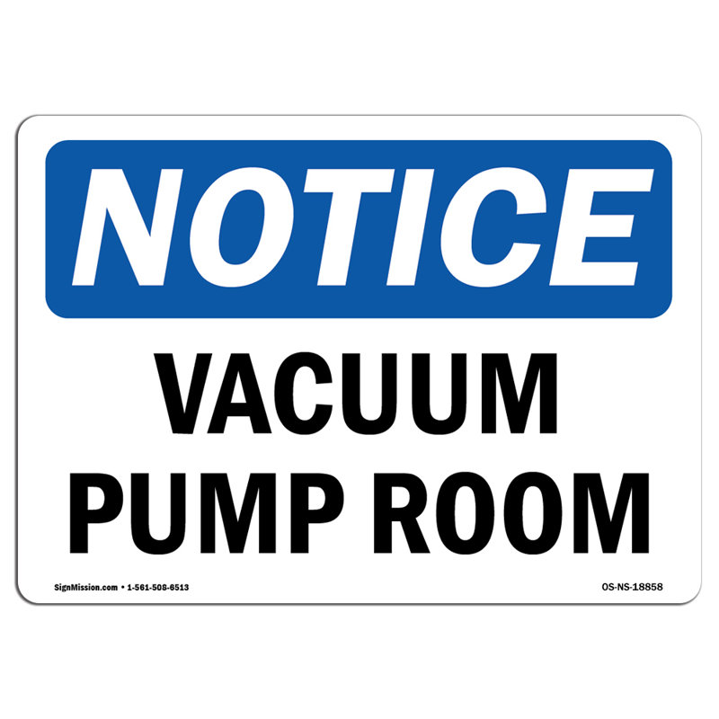 Vacuum Pump Room Decal 5" X 3.5", 3.5" H x 5" W x 0.1" D