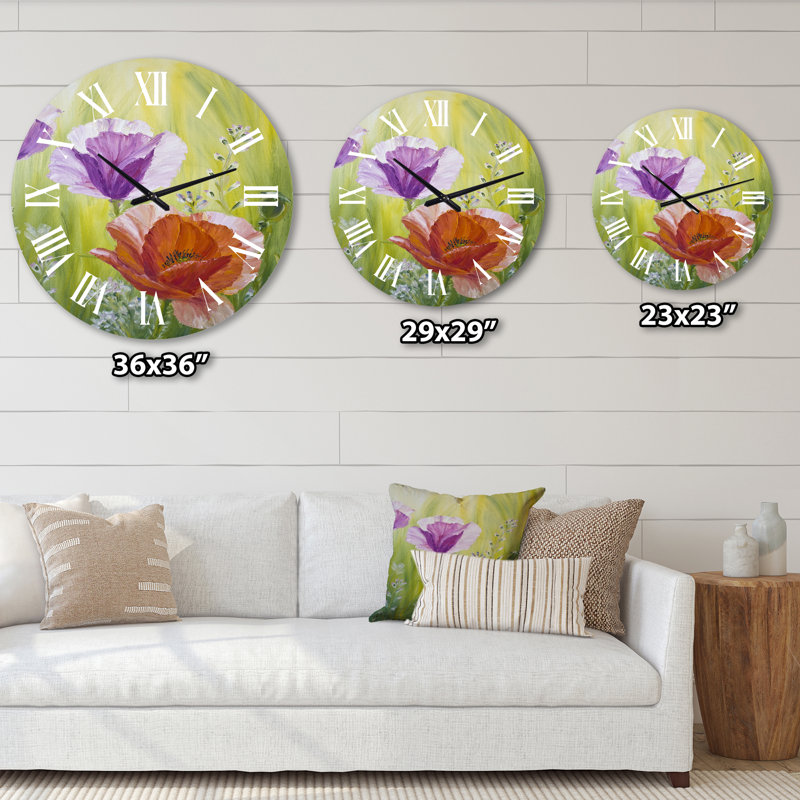 Poppies In The Morning - Horloge murale traditionnelle, Grand