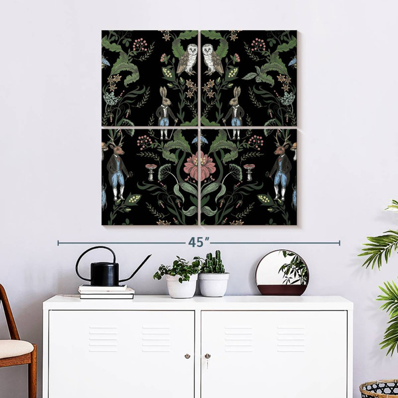 Créatures de nuit florales rétro Kerner, H 32 po x l 32 po
