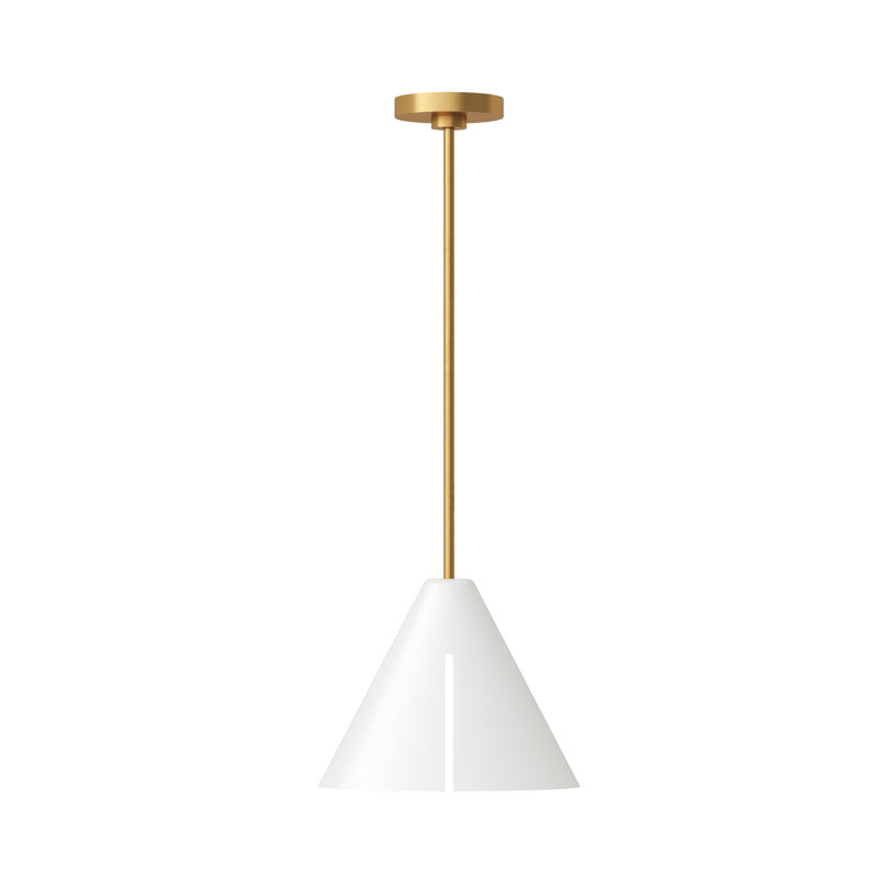 1 - Light LED Cone Pendant, Matte White, 10.5" H x 6" W x 6" D