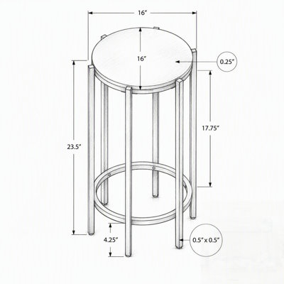 Table d'appoint ronde contemporaine avec rangement, idéale pour le salon et la chambre à coucher, métal noir et stratifié de pierre crème