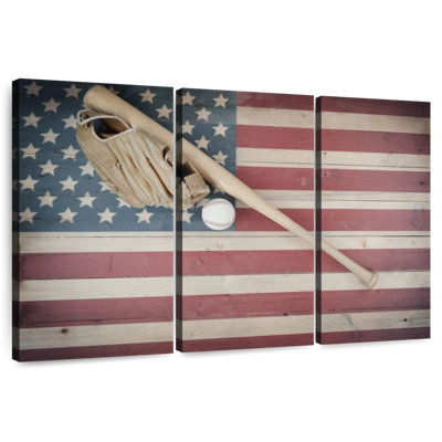 Baseball Sireci sur drapeau américain