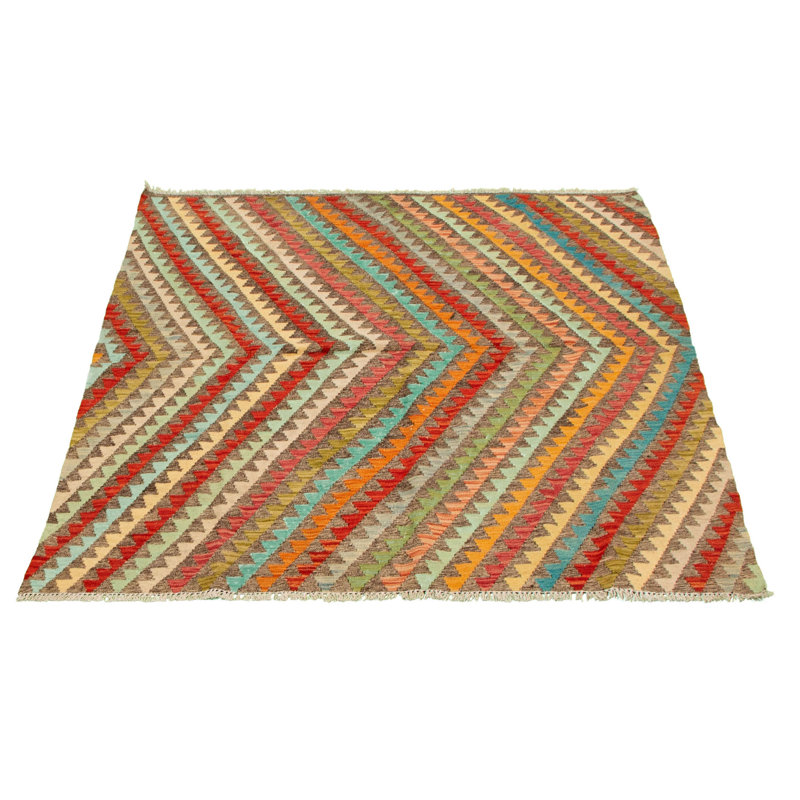 Tapis décoratif en laine noué à la main de conception unique 5 pi 4 po x 6 pi 4 po noué à la main New Age