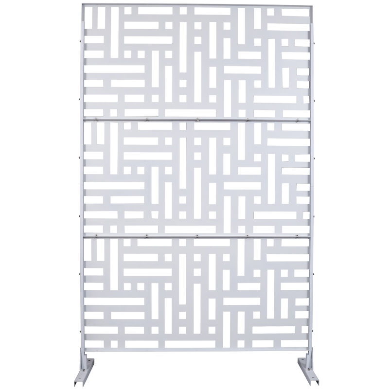 Metal Outdoor Privacy Screen, 76" H x 48" W x 16" D, Blanc