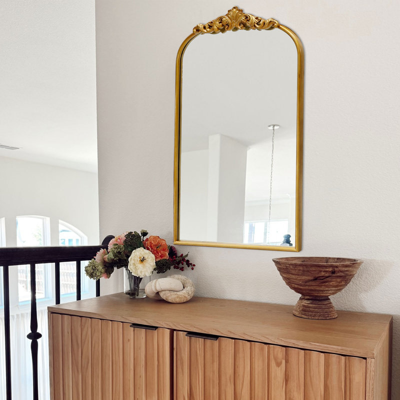 Baroque Style Metal Frame Wall Mirror, 35.8" x 24"