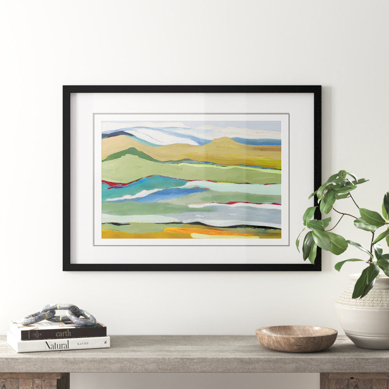 Dee Goodbye Summer on the Hills - Picture Frame Painting, Black Wood Framed, 25.5" H x 35.5" W x 0.75" D