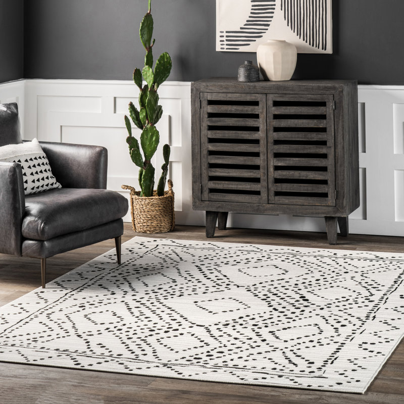 Tapis noir / ivoire Catoosa, Rectangle 3 pi x 5 pi