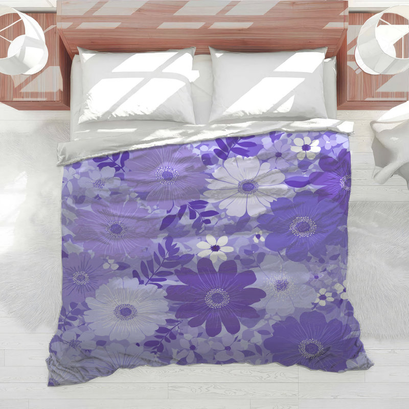 Fleurs, édredon floral, bohème bohémien, Twin Extra Long Comforter, Motif floral mauve clair