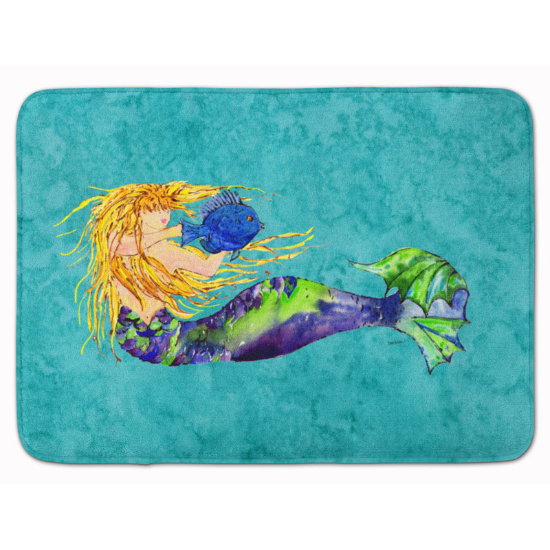 Mermaid Blonde Rectangle Microfiber Non-Slip Bath Rug