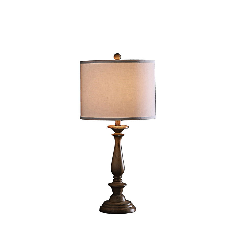 Antique Cream Polyresin Table Lamp With 3-Way Switch And Elegant Drum Shade