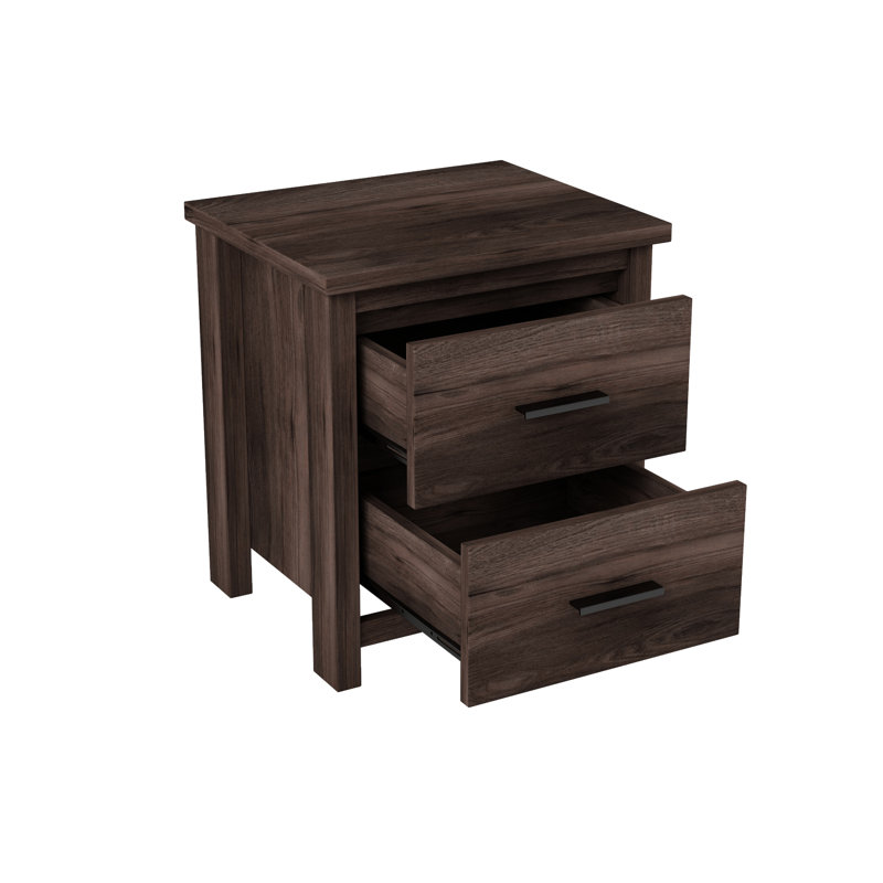 Table de chevet rétro avec rangement spacieux et finition noyer foncé