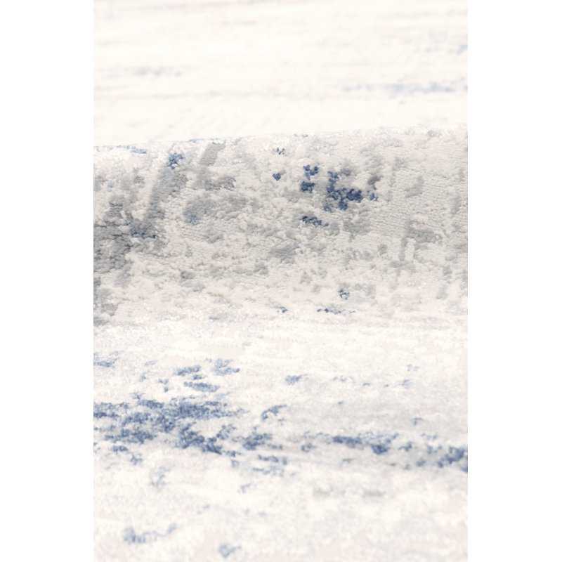 Luxurious Modern Edge 4' x 6' Rectangular Gray Synthetic Rug
