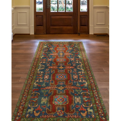 One-of-a-Kind 4'6" X 10'5" 1980s Runner Wool Area Rug in