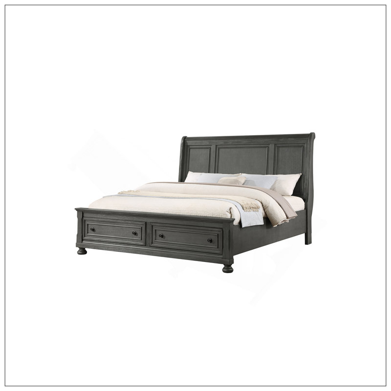 Modern Style King Bed Made With Wood & Rustic Grey Finish