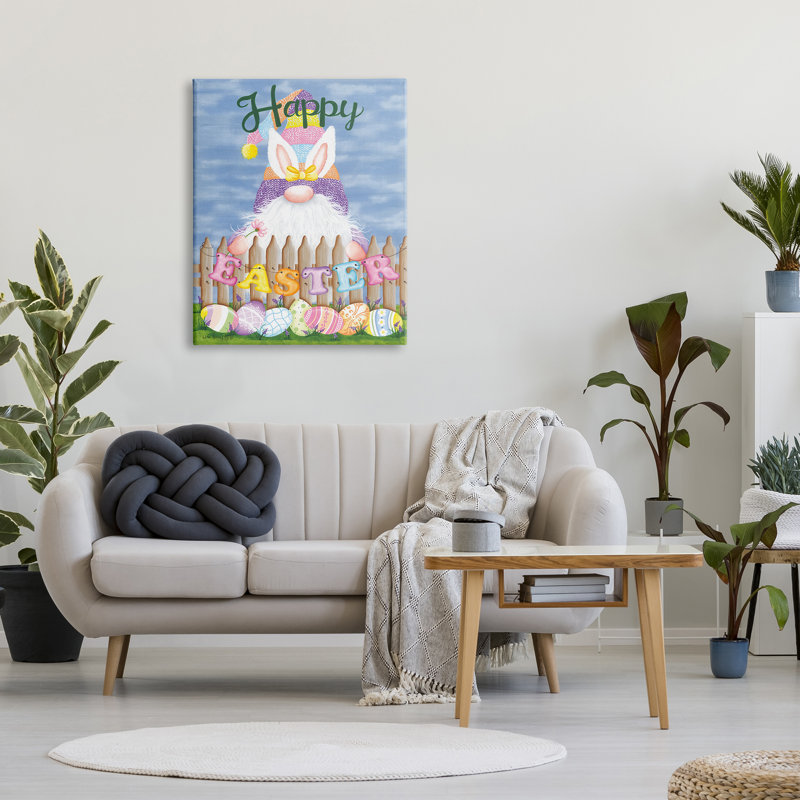 «Happy Easter Garden Gnome Eggs» par Lisa Kennedy, impression sur toile tendue, H 40 po x l 30 po x P 1,5 po