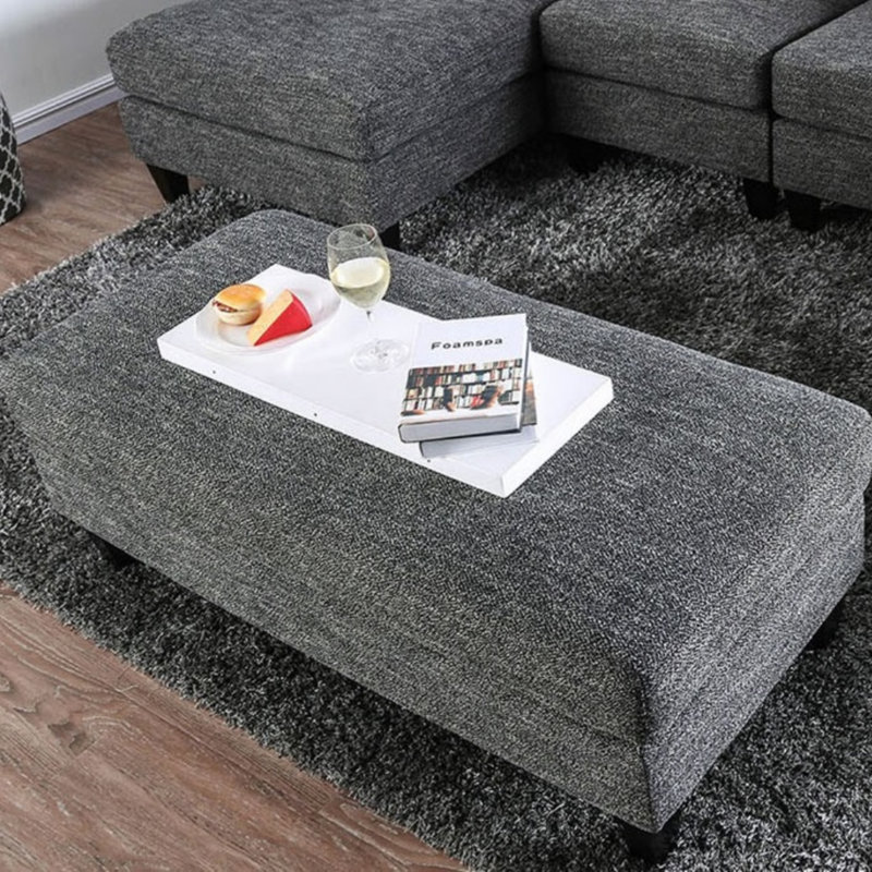 Repose-pieds de salon en tissu de chenille de style transitionnel avec repose-pieds 1 pièce