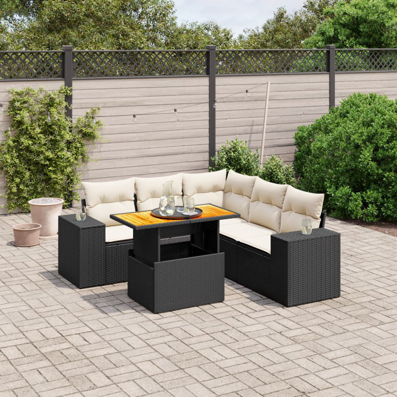  Ensemble de canapé de jardin noir