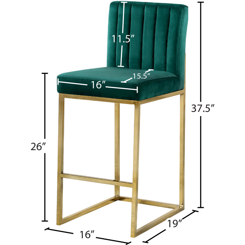 Tabouret de comptoir 26 po Amberdawn, Or poli, Vert