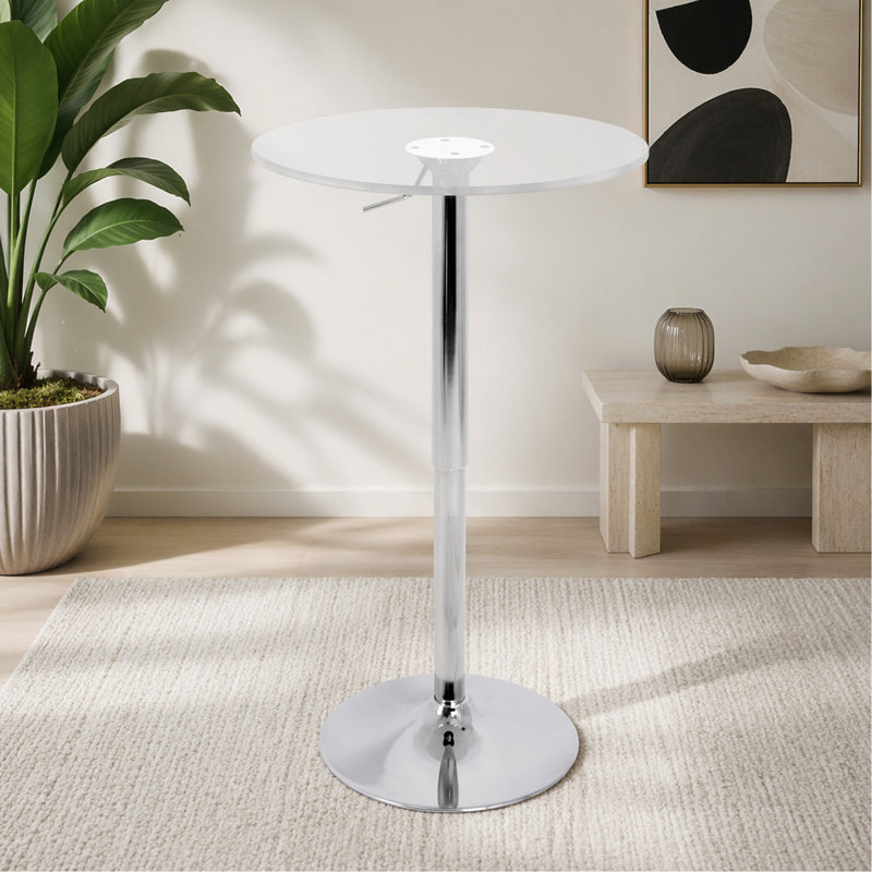 Table de bar contemporaine transparente Clear, H 41 po x l 23,75 po x P 23,75 po, Transparent / Argent