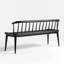 Banc de salle à manger noir en bois massif-100074013