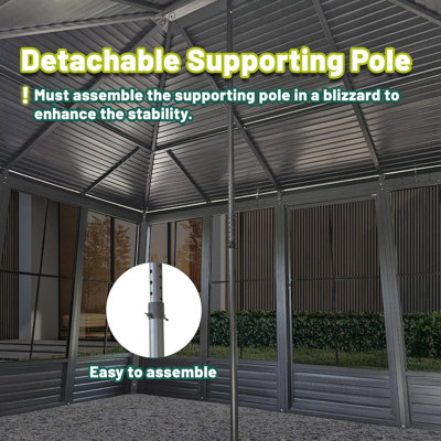 Sunroom, Four Season Solarium Aluminum Hardtop Gazebo With Galvanized Steel Roof, Movable PVC Screen Walls, Sliding Doors, Sun Room Pavilion Gazebo For Patio Deck Backyard