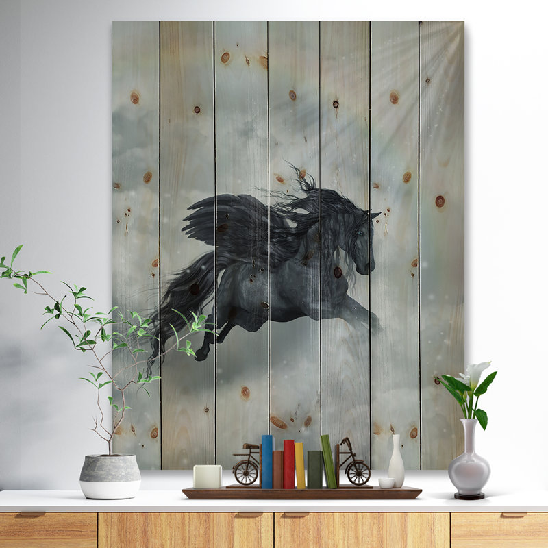 «Pegasus in the Heaven», impression, H 40 po x l 30 po x P 1,5 po, Bois