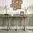 Wooden Console Table Oak Veneer Slender Curved Legs Farmhouse Entryway Table-721433124
