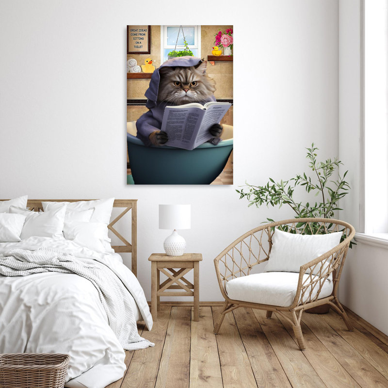 " Cat Sitting On A Toilet ", H 20 po x l 16 po x P 1,25 po