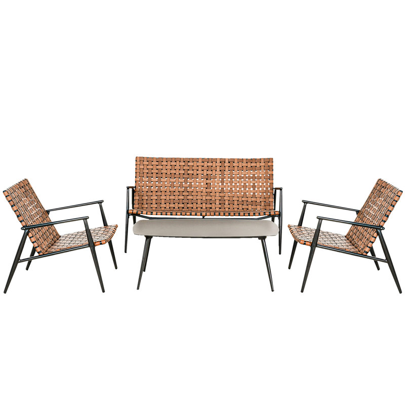 Raquette Metal 4- Person Wicker Seating Group