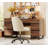  Office Furniture Set: 59In Modern Executive Desk With Charging Station & Drawers And Four 72In Tall Bookcases With Storage Cabinet, Home Office Furniture For Work Study-1016193220