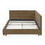 Structure de lit double capitonnée pleine grandeur, structure de canapé-lit avec dossier et accoudoirs confortables, lit double pour chambre à coucher, salon-566337912