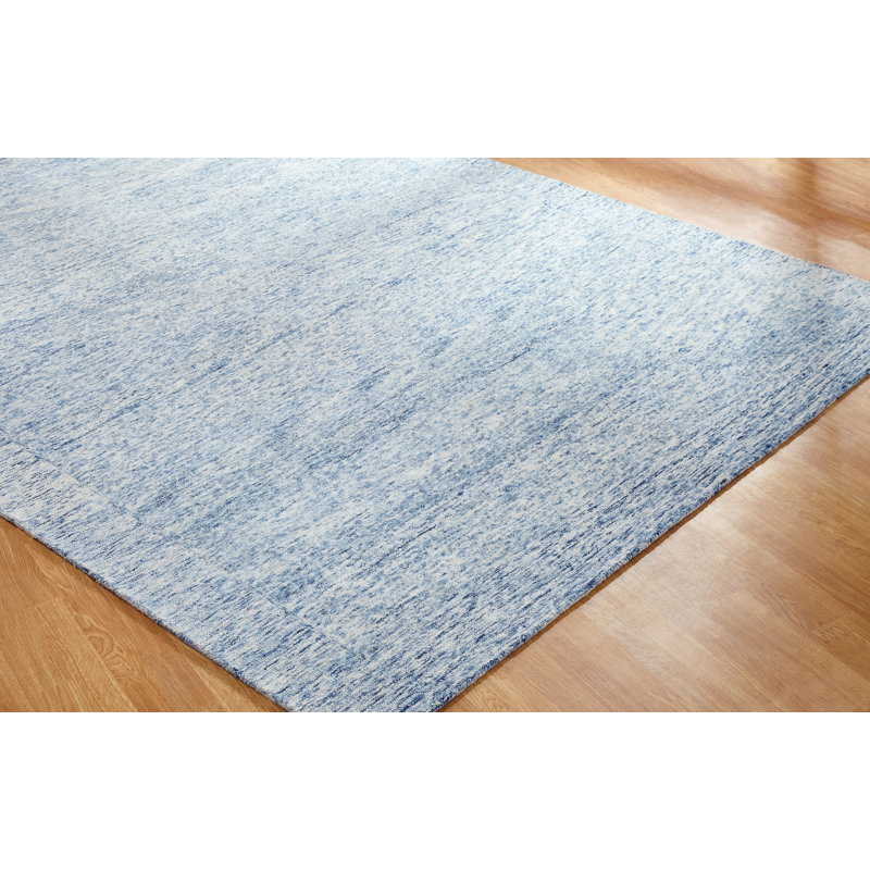 Hand-Tufted Wool Blue Area Rug, Rectangle 8'6" x 11'6"