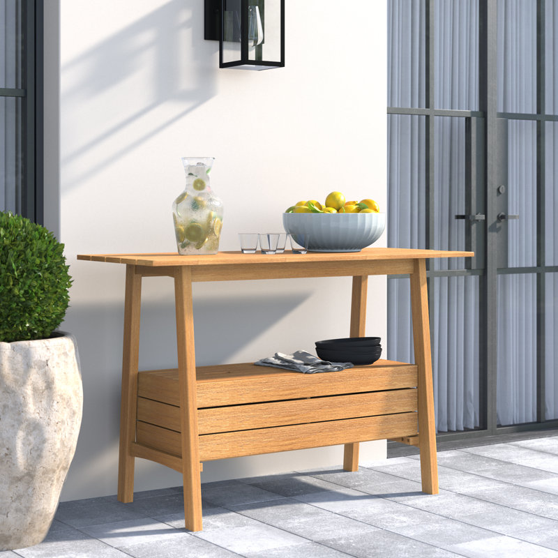 Armenta Rectangular Eucalyptus Outdoor Buffet & Console Table