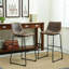 Tabourets de comptoir vintage en cuir de polyuréthane, ensemble de 2