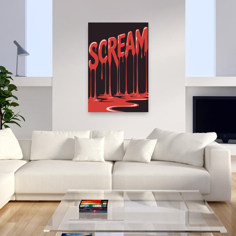 Cri rouge dégoulinant, affiche d'art mural gothique abstraite contemporaine, H 48 po x l 32 po