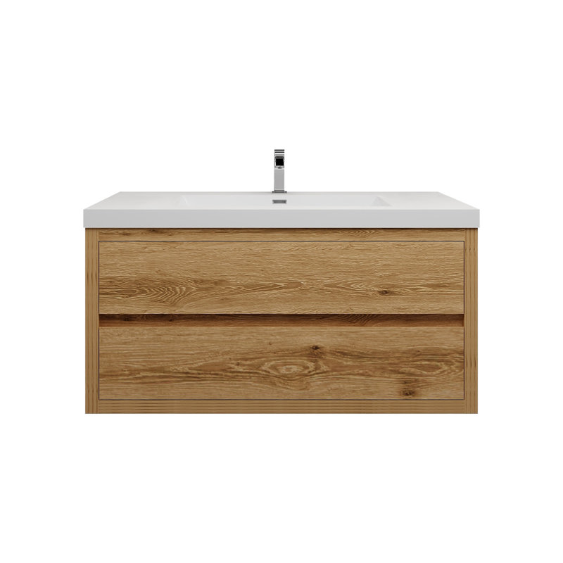 Futral 41.5'' Single Bathroom Vanity with Acrylic Top, Yellow Wood