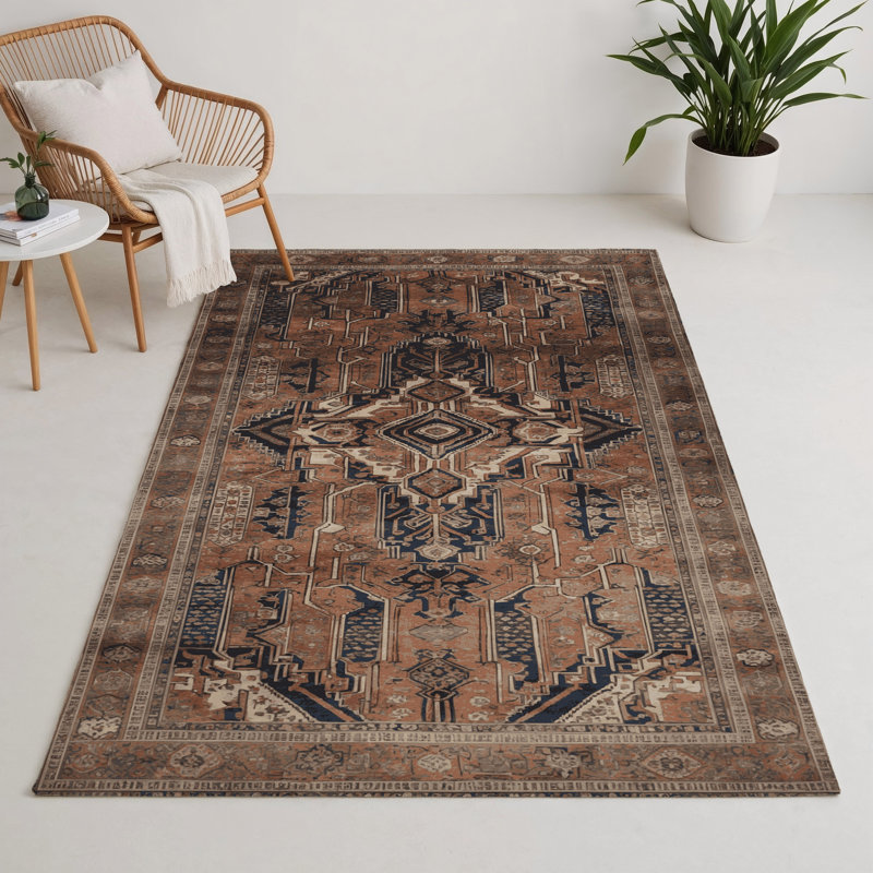 Tapis d'intérieur et d'extérieur brun Persian, Rectangle 5 pi x 7 pi