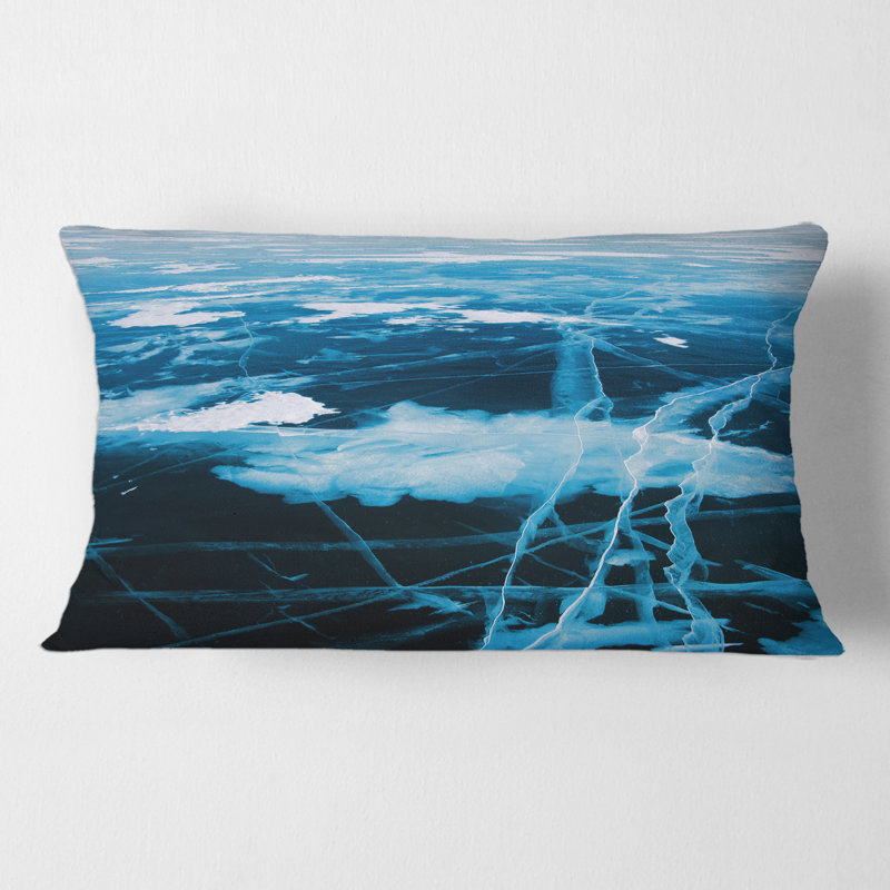 Structure de glace bleue et blanche I - coussin moderne imprimé