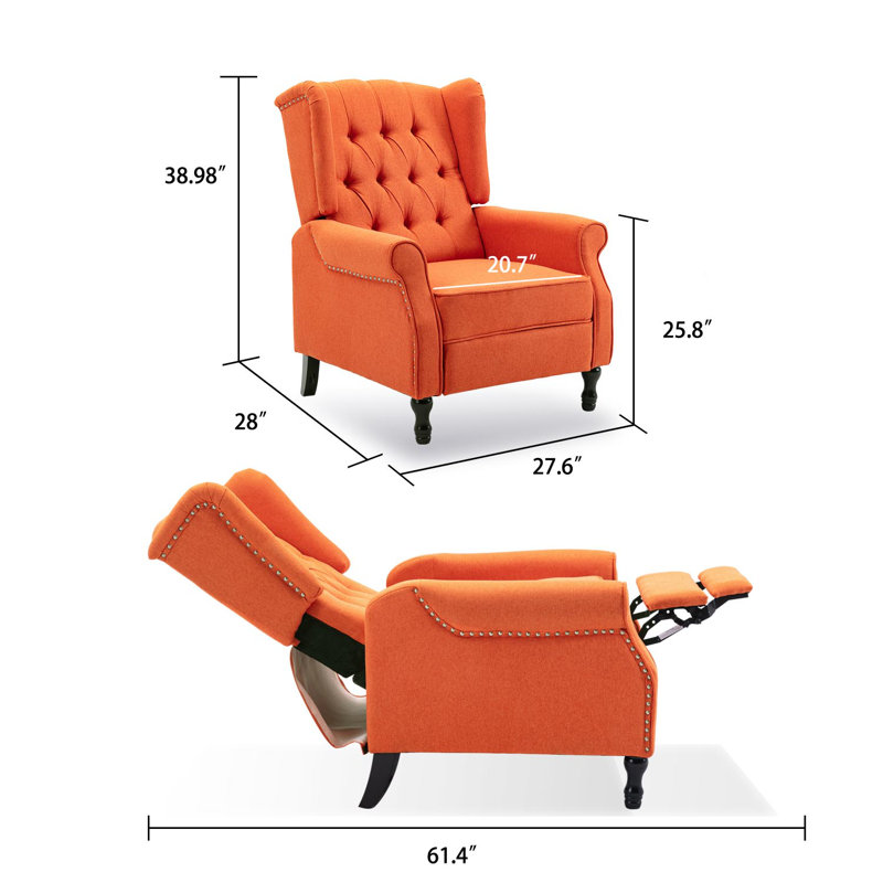 Druv Recliner, Orange Linen