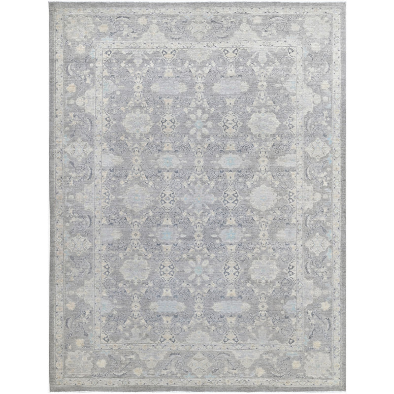 Tapis gris noué à la main de haute qualité