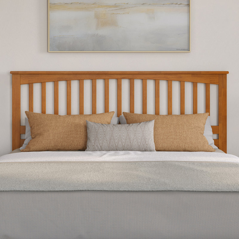 Asparas Solid Wood Platform Bed with Footboard & Roll Out Trundle Bed, Light Toffee, King