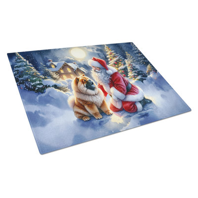 Chow Chow and Santa Claus Glass Cutting Board