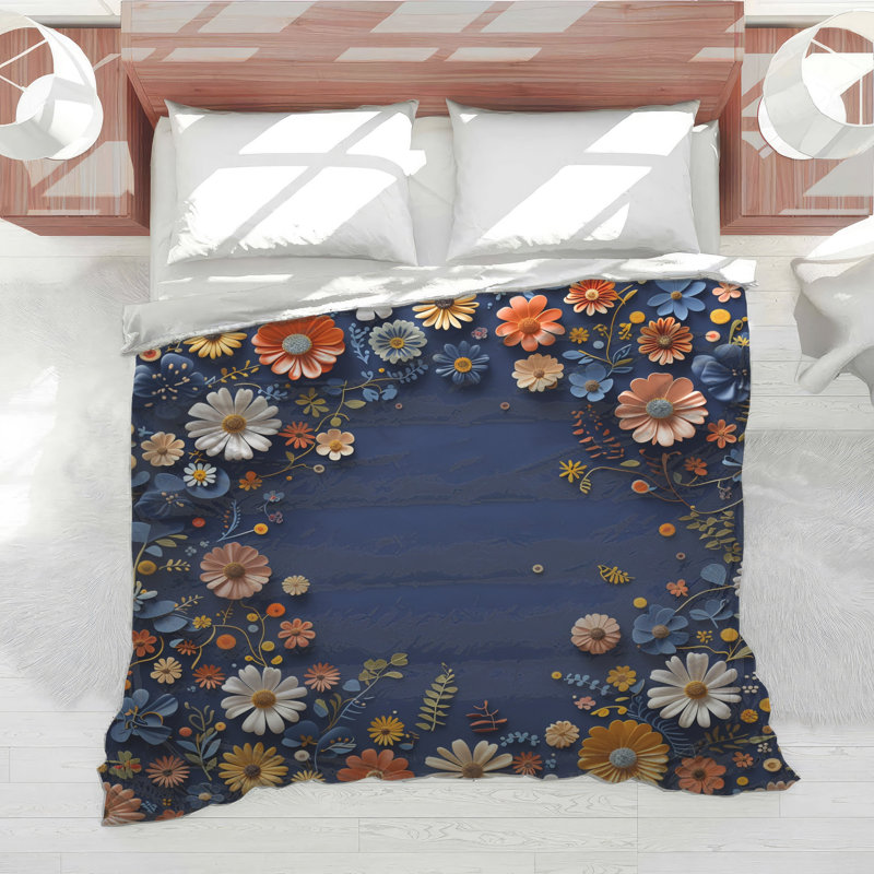 Édredon floral avec literie bohémienne, Simple extra long