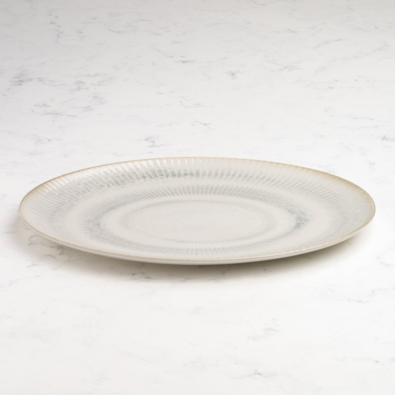 Assiette ovale en porcelaine Paros-Shell en titane de qualité supérieure avec pied, 11 x 7,8 po | Va au micro-ondes et au lave-vaisselle