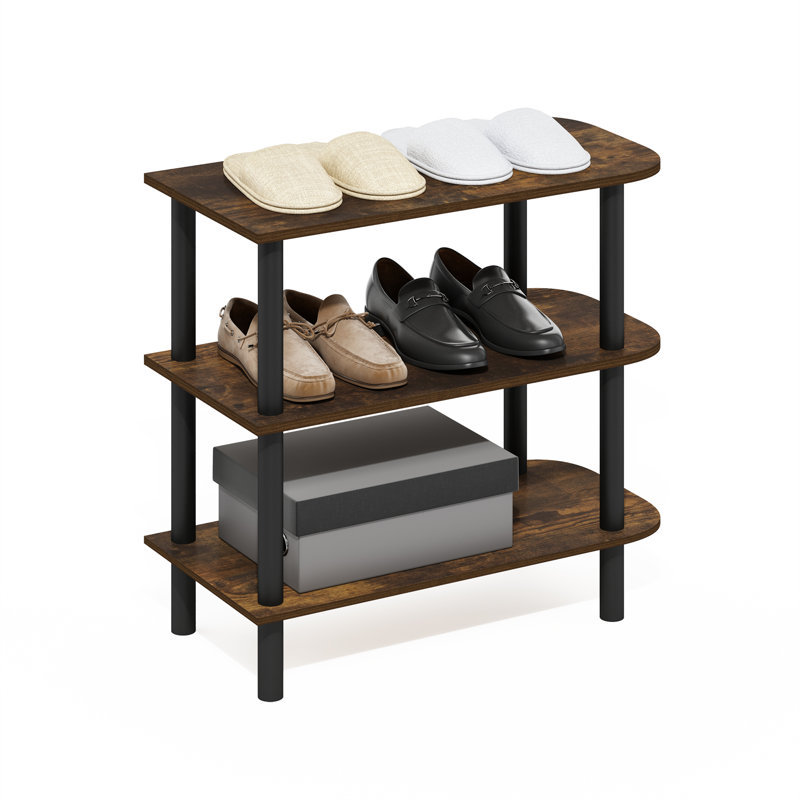 Shondre Shoe Rack, Amber Pine/Black