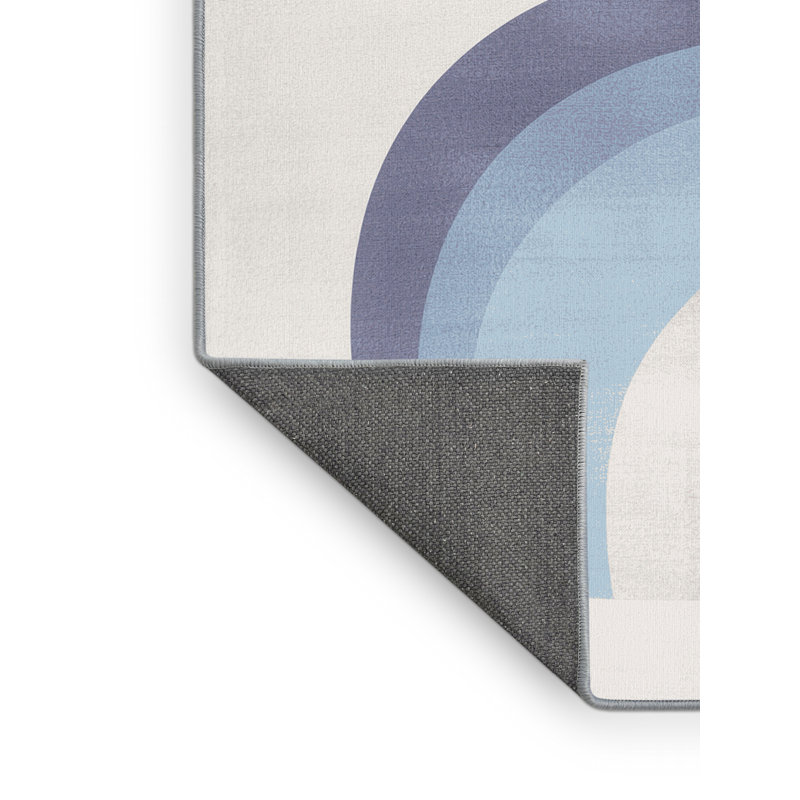 Soft Plush Findley Easter Modern & Contemporary Abstract Area Rug in Gray – SkyBlue Binding, 2x5